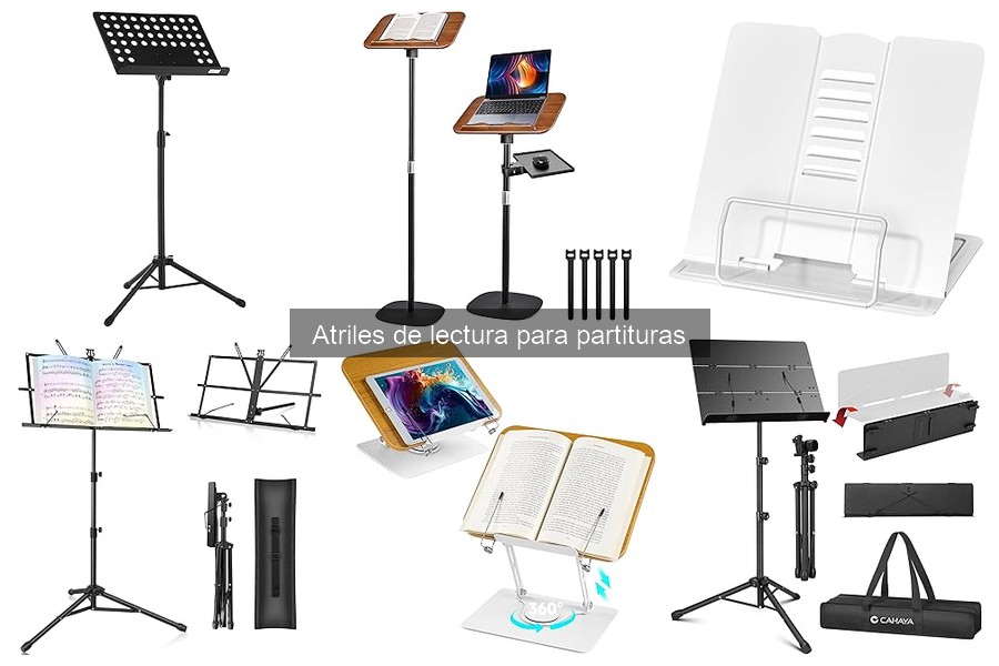 Atriles de lectura para partituras con soporte para tabletas
